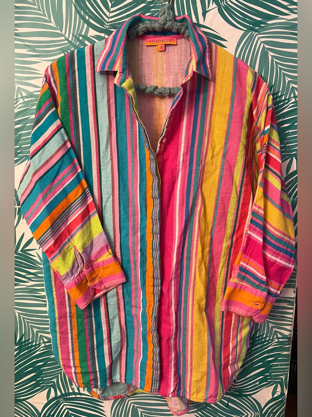 VilaGallo Colorful Striped Button-Up Shirt - Multi sz M / 38